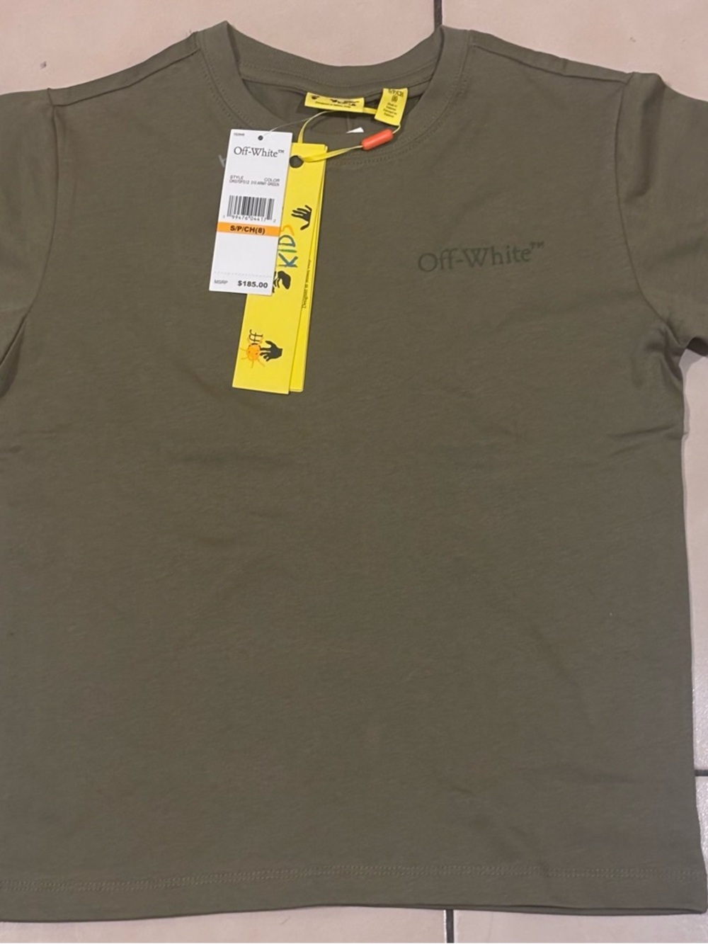 Off-White Olive Green Chest Logo T-Shirt